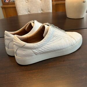 Frye White Leather Zip Sneakers